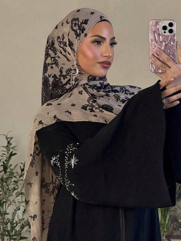 Women's Bohemian Vintage Floral Print Viscose Hijab