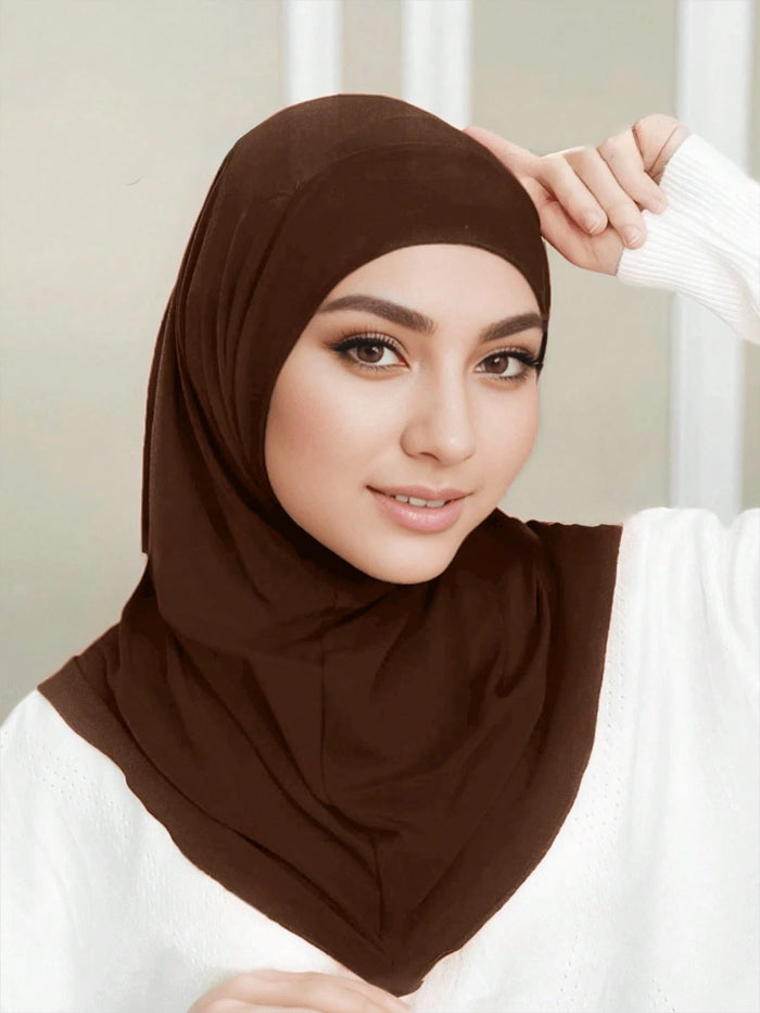 Women's Convenient Solid Color Hijab Headscarf Covering Chin