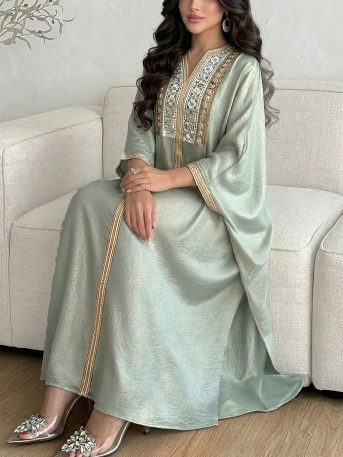 New Elegant Floral Collar Sophisticated Glamorous Formal Dress