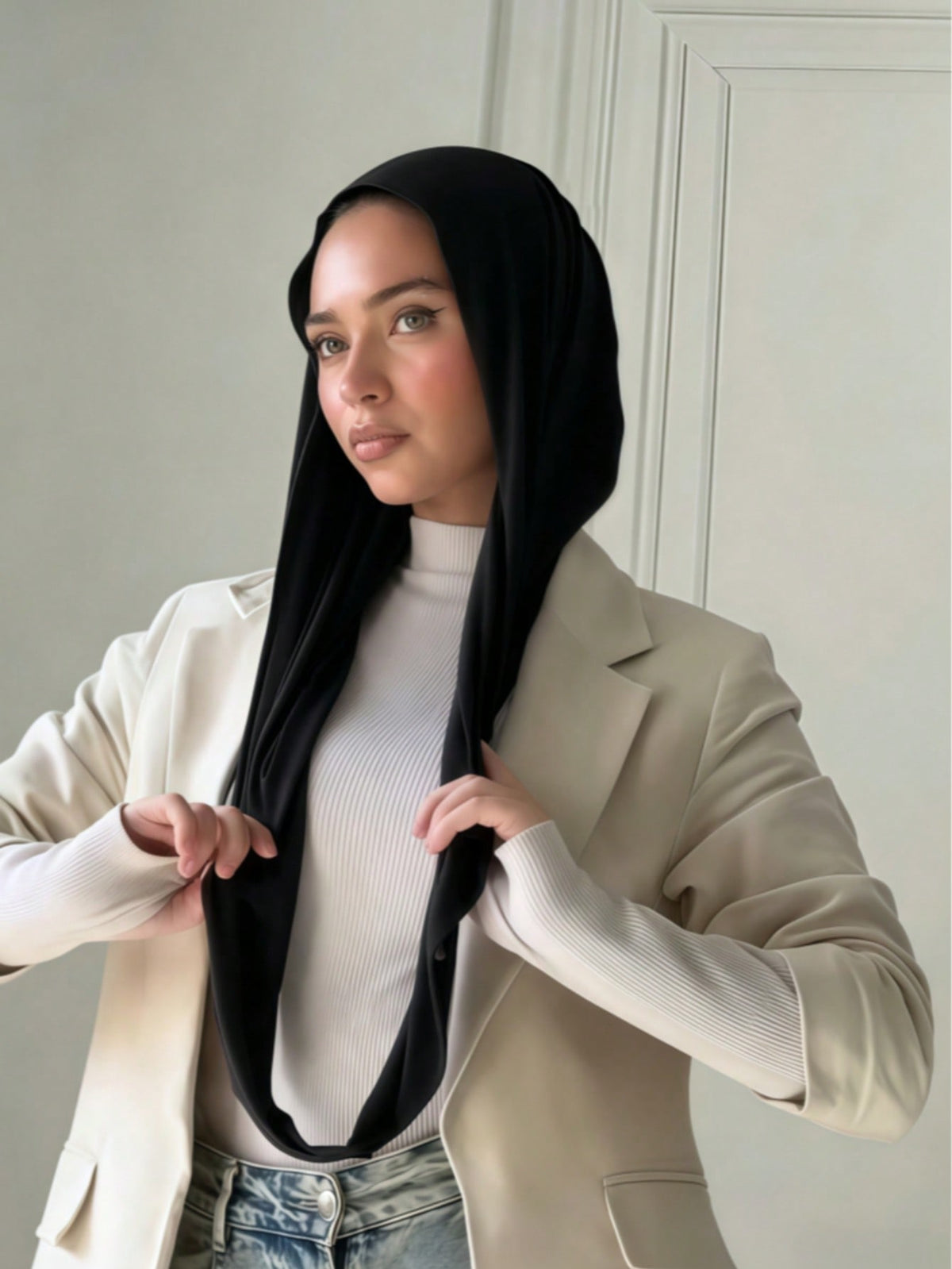 Pre-Sewn Twisted Instant Hijab — Stretch Turban Style