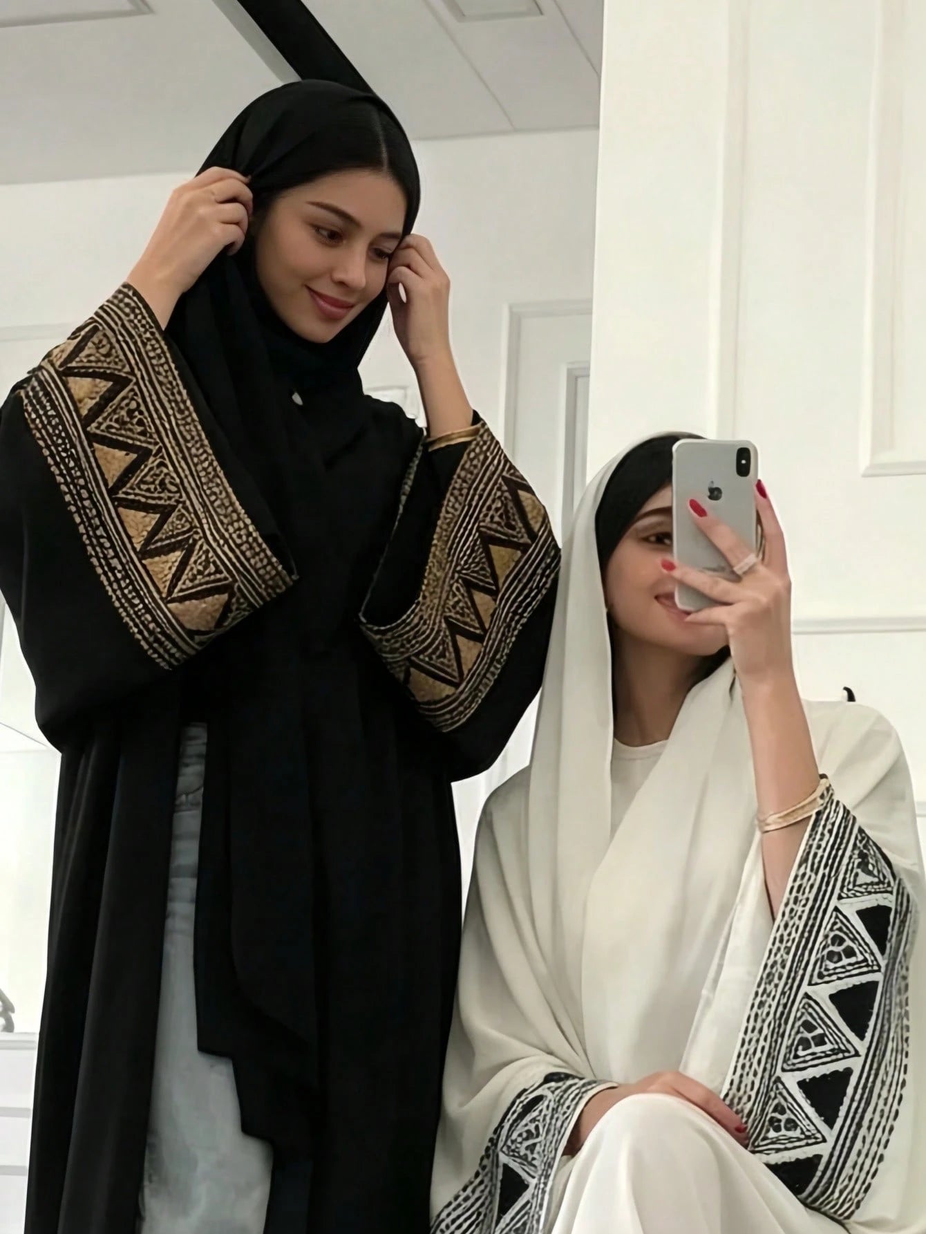 Open Abaya with Elegant Embroidered Cuffs