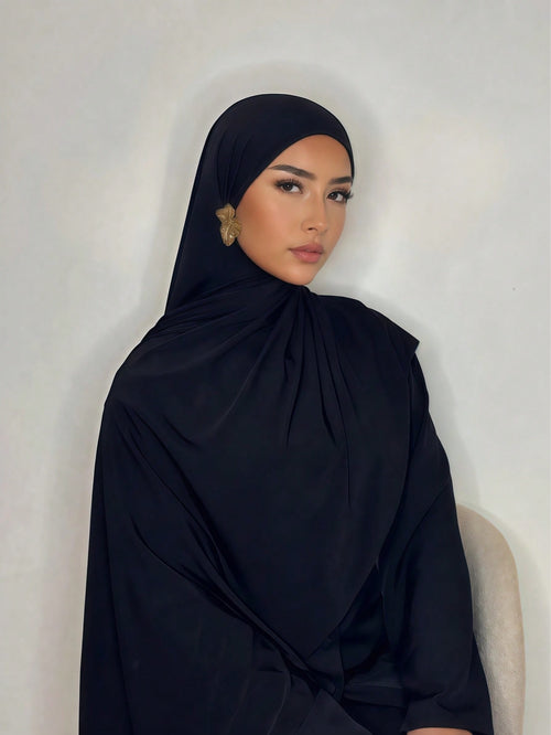 Premium Viscose Jersey Hijab — Edged - Black