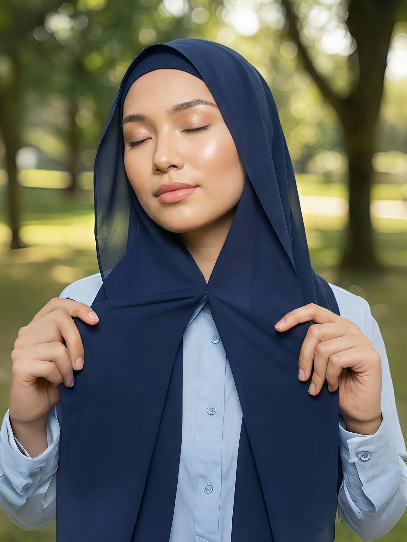 Magnetic Clasp Chiffon Hijab — Jersey-Lined